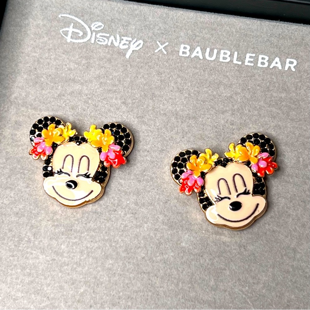Disney x Baublebar Minnie Mouse Floral Earrings NWT - Picture 1 of 5